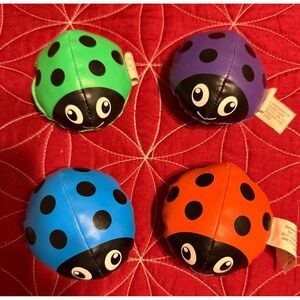 Set of 4 Plush Ladybug Stress Balls for Kids Fun Play